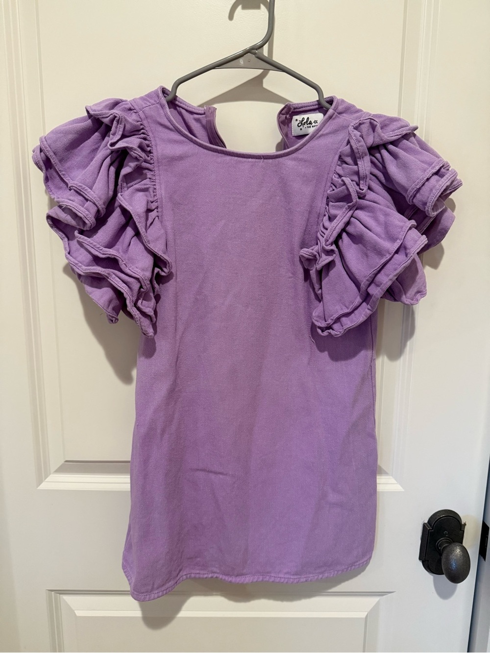 Lola + The Boys Lavender Haze Ruffle Denim Dress Sz 8